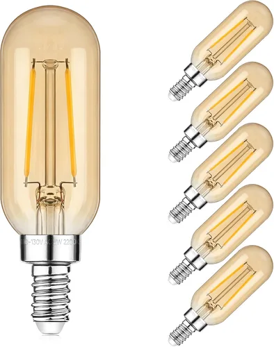 Bombillas LED E12 Edison equivalente a 15 W, candelabro equivalente a 15 W, regulable, 2200 K, ámbar cálido, bombillas LED ámbar T6 ámbar 2 W 150 lm