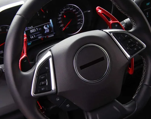 Miniatura 2 de High Flying 2 piezas de accesorios interiores, volante de paletas de cambio DSG, extensiones rojas para Chevy Chevrolet Camaro 2016-2022, C7 Rojo