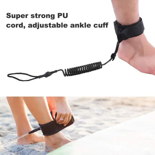 Miniatura 7 de Surfing Leg Leash,Stand Up Paddle Board Coiled Spring Leg Foot Rope Surfing Leash for Surfboard (black)
