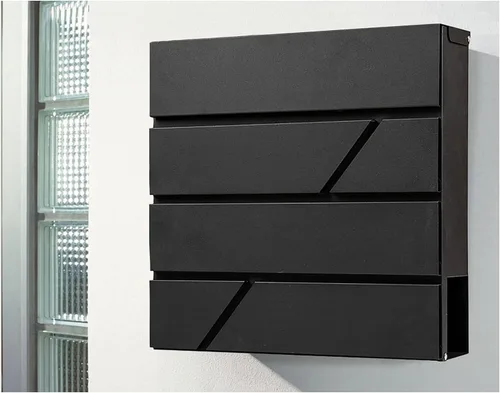 Buzón de pared impermeable y resistente al óxido de gran capacidad con soporte para revistas de periódicos, buzón colgante seguro de acero Negro