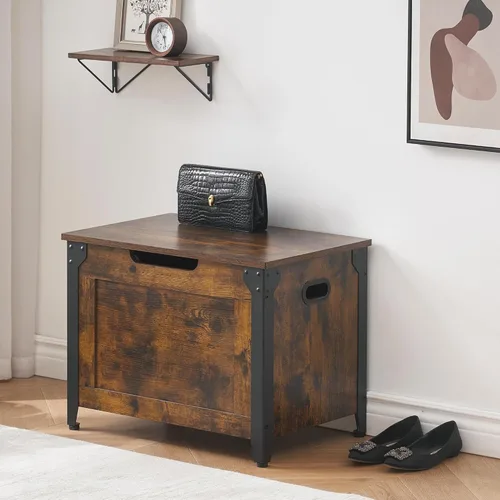Miniatura 15 de GAOMON Baúl de almacenamiento, banco de almacenamiento de madera, banco de zapatos de estilo moderno con bisagra de seguridad para entrada