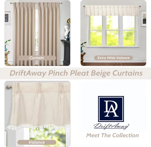 Miniatura 5 de DriftAway Cortinas plisadas de lino semitransparentes con textura de casa de campo sólidas y rústicas modernas para sala de estar y dormitorio, 2