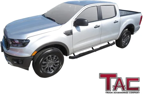 Miniatura 3 de TAC - Estribos laterales de 3 pulgadas compatibles con Ford Ranger SuperCrew 2019-2023, textura de camioneta, estribos negros, barras Nerf, barras