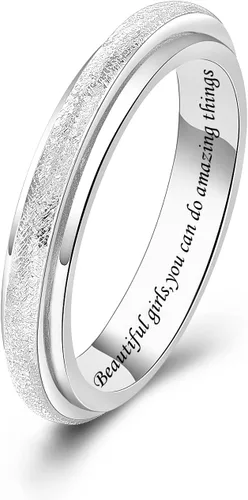 Miniatura 6 de Sterling Silver Spinner Fidget Ring Anti Anxiety Worry Relieving Boredom ADHD Autism Band Ring for Women Men