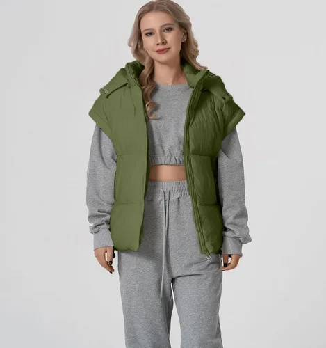 Miniatura 5 de Chaleco acolchado para mujer, cuello alto, sin mangas, con cremallera, acolchado con bolsillos