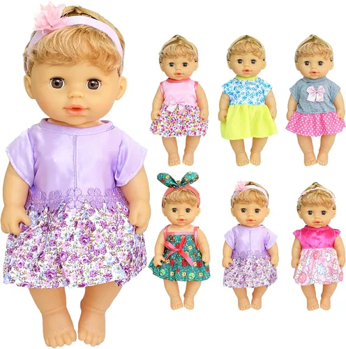 Miniatura 2 de Ropa de muñeca de bebé, 6 juegos de ropa de muñeca vestido para muñeca de 10 a 12 pulgadas, accesorios de ropa de muñeca para muñeca bebé niña Morado