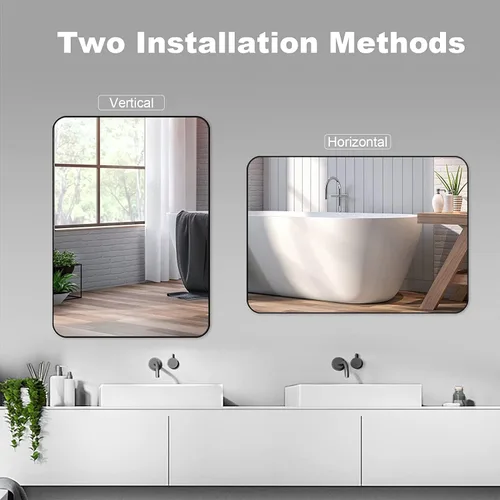 Miniatura 5 de SNUGACE Espejos de baño negro mate para sobre el fregadero, espejo de tocador de baño con marco rectangular para pared, 20 x 28 pulgadas