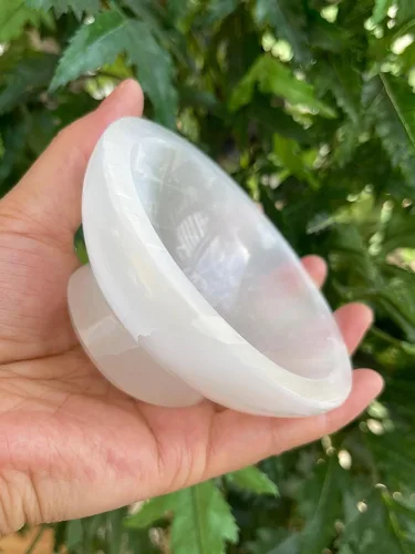 Miniatura 12 de GAF TREASURES Cuenco de selenita circular de 2.5 pulgadas, cristal de selenita tallado con piedras preciosas, cuenco de meditación, cuenco de reiki