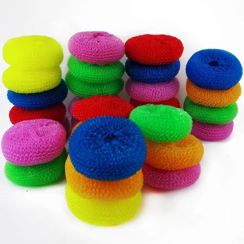 Miniatura 4 de TIHOOD 30 almohadillas para fregar platos que no rayan, almohadilla redonda para fregar platos, varios colores, herramientas de limpieza de cocina