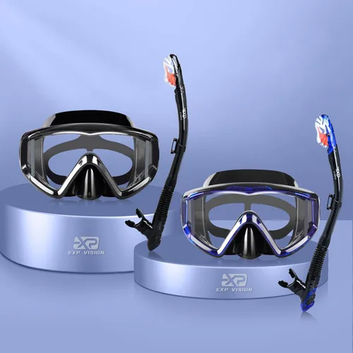 Miniatura 15 de Juego de esnórquel Pano de 3 ventanas, equipo de esnórquel para adultos, gafas de esnórquel profesionales, máscara de buceo antivaho, gafas