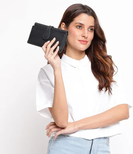 Miniatura 5 de Carteras de piel con bloqueo RFID para cheques con 11 ranuras para tarjetas para mujer