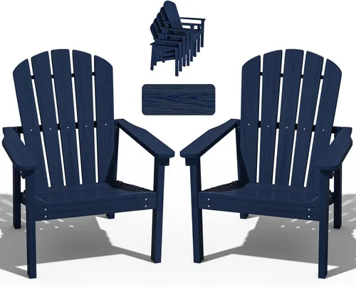 Miniatura 21 de nevilywood Sillas Adirondack compactas apilables, sillas de patio de polietileno de alta densidad de 26.3 pulgadas de ancho, duraderas, diseño que