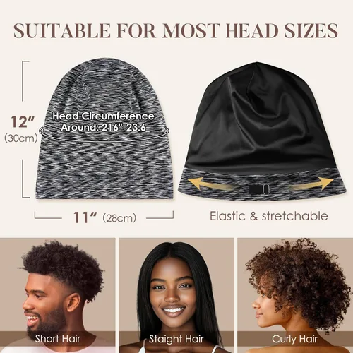 Miniatura 5 de LULUSILK Gorro de Dormir con Forro de Seda de Morera, Se Acabó el Cabello Encrespado y Enredado, Envoltorio de Cabello de Seda que se Mantiene