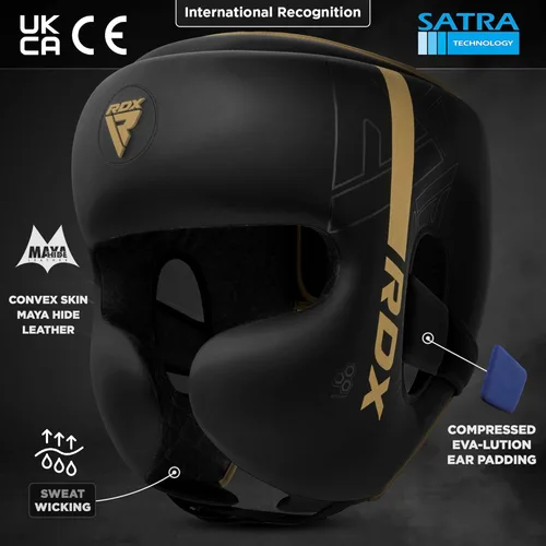 Miniatura 3 de RDX Casco de boxeo, entrenamiento de MMA, Kara acolchado ajustable, casco de Muay Thai, Kickboxing, Sparring, Artes Marciales, Karate, casco