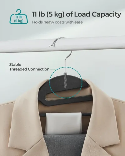 Miniatura 4 de SONGMICS Paquete de 50 percheros, perchas de plástico resistentes para trajes, apertura en forma de S, ahorro de espacio, gancho giratorio de 360º
