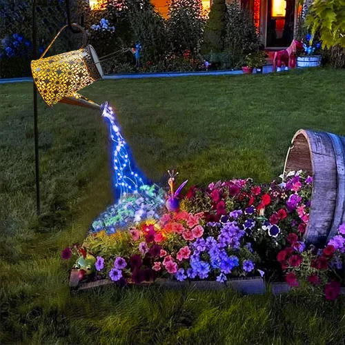 Miniatura 14 de VOOKRY - Regadera solar con luces, linternas solares grandes para colgar al aire libre, impermeable, decoración de jardín para el patio, césped