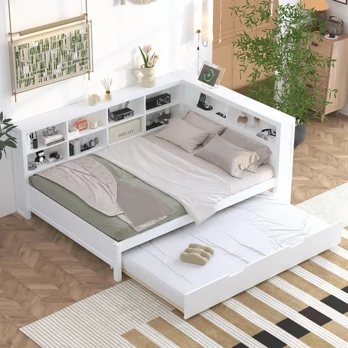 Miniatura 16 de Harper & Bright Designs Cama Capitán Tamaño Individual con Estanterías Integradas/3 Cajones de Almacenamiento/Cama Nido, Marco de Cama Diván
