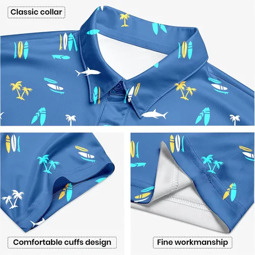 Miniatura 135 de Camisa de golf de los años 80 para hombre, ajuste seco, manga corta, estampada, divertidas, camisas de golf de los años 90 para hombre