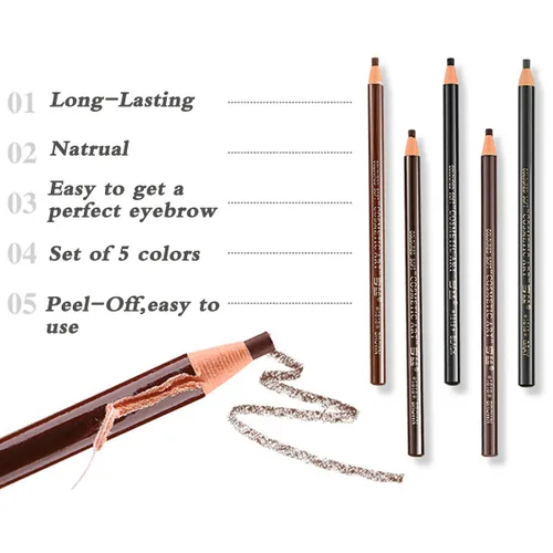 Miniatura 4 de 5 COLORES Set Lápiz De Cejas Dibujo Ojo Cejas Pluma Peel Off Maquillaje Cosmético