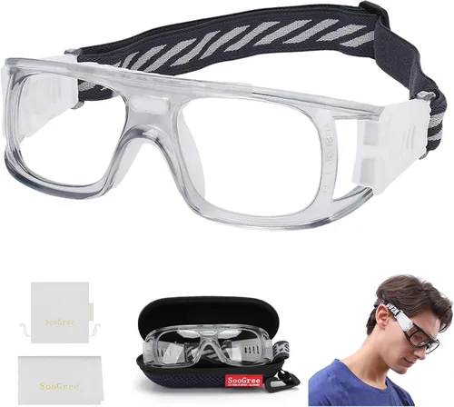 Miniatura 30 de SooGree Sports Glasses - Racquetball Goggles Basketball Football Eye Protective Almohadilla de nariz blanca con marco gris G8042