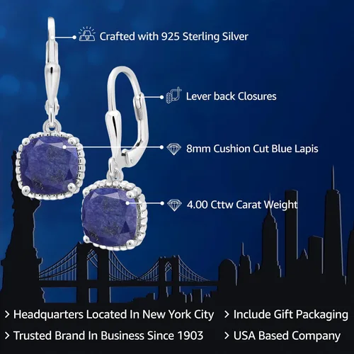 Miniatura 119 de Gem Stone King Aretes colgantes de plata de ley 925 de 0.315 pulgadas para mujer