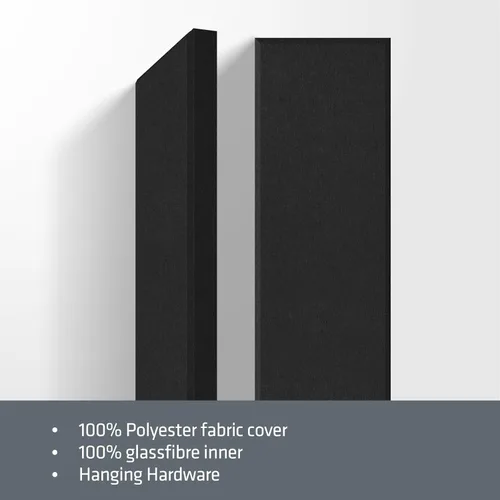 Miniatura 6 de Paneles acústicos de 2 pulgadas de grosor con soportes para colgar en la pared, 2 paneles de fibra de vidrio de 47.2 x 11.8 pulgadas de absorción