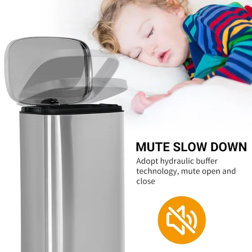 Miniatura 6 de BLKMTY Cubo de basura con tapa para cocina, oficina, baño, cubo de basura con pedal, cubo de basura de acero inoxidable con cubo interior extraíble