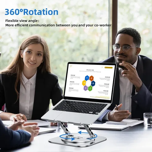 Miniatura 2 de MCHOSE Soporte para laptop con base giratoria de 360°, soporte plegable para computadora ajustable, diseño ergonómico compatible con MacBook Air
