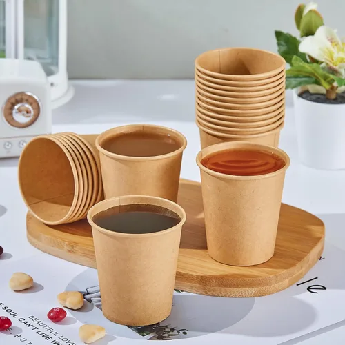 Miniatura 3 de SIUQ Paquete de 400 vasos de papel kraft de 5 onzas, vasos de baño desechables, mini vasos para enjuague bucal, vasos para bebidas calientes/frías