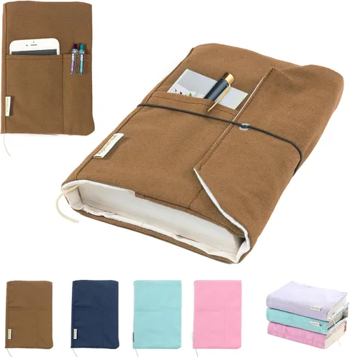 Miniatura 19 de Fundas de libro de lienzo, protector de libro lavable, funda de libro para novelas de tapa blanda, funda de libro ajustable para tapa dura