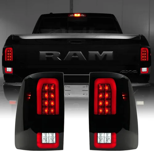 Luces traseras LED mejoradas compatibles con Dodge RAM 1500 2009-2018, Ram 2500 3500 2010-2018 modelos de luz trasera halógena de fábrica, lente Luz