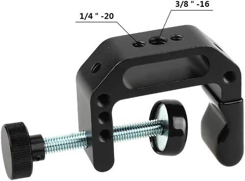 Miniatura 2 de CAMVATE Abrazadera C de aluminio con enchufe hembra de 1/4"-20 y 3/8"-16 para mesas de montaje en escritorio (2 piezas) - 2541