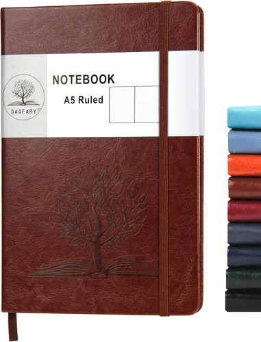 Miniatura 16 de Daofary Cuaderno A5 con rayas de cuero, 160 páginas, diario de 100gsm de papel grueso, tapa dura, con bolsillo, para trabajo, hombres y mujeres, 8.4