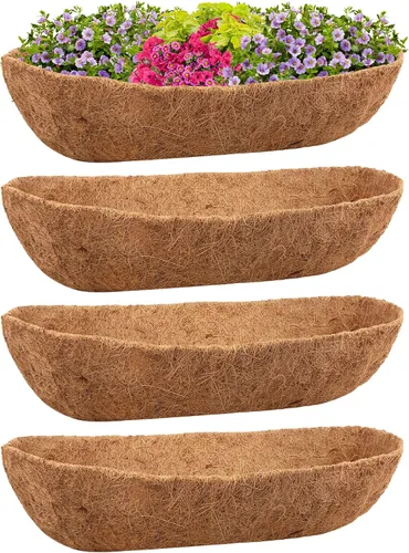 Miniatura 8 de Riare Paquete de 2 forros de fibra de coco de 24 pulgadas para macetas, revestimiento de repuesto de fibra de coco natural para macetas, cesta