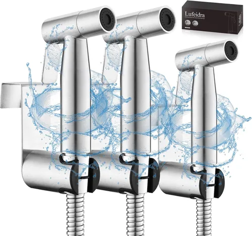 Miniatura 10 de LUFEIDRA Pulverizador de bidé de mano para inodoro, spray de chorro de presión de agua ajustable con manguera de bidé para lavado femenino, nuevo