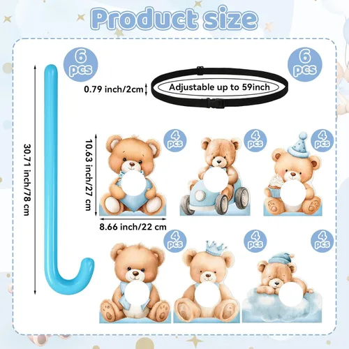 Miniatura 3 de Vicenpal Juego de 6 juegos de oso azul para baby shower, actividades divertidas para baby shower, juego de fiesta de revelación de género