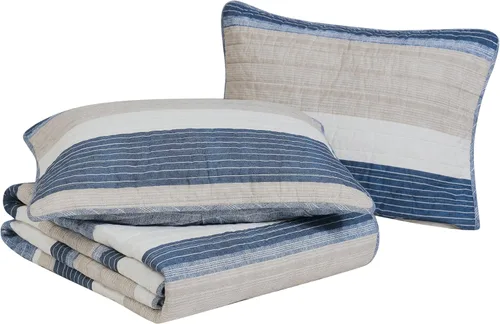 Miniatura 11 de Nautica Juego de edredón tamaño Queen, ropa de cama reversible con fundas a juego, juego de cama ligero para decoración de habitación a rayas