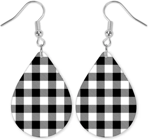 Miniatura 9 de Dangle Earrings for Women Colorful Dangling Drop Statement Jewelry Printed MDF Wood Teardrop Double Side Print Handmade by The Painted Pug