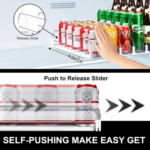 Miniatura 3 de LumoShine Organizador de bebidas para refrigerador, dispensador de latas de soda autoempujable para refrigerador, ancho ajustable para soportes