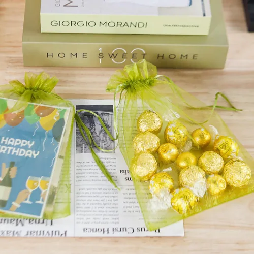 Miniatura 2 de YunKo 50 bolsas de protección de frutas de organza de 6 x 9 pulgadas, redes para árboles frutales, bolsas de regalo de malla con cordón para Verde