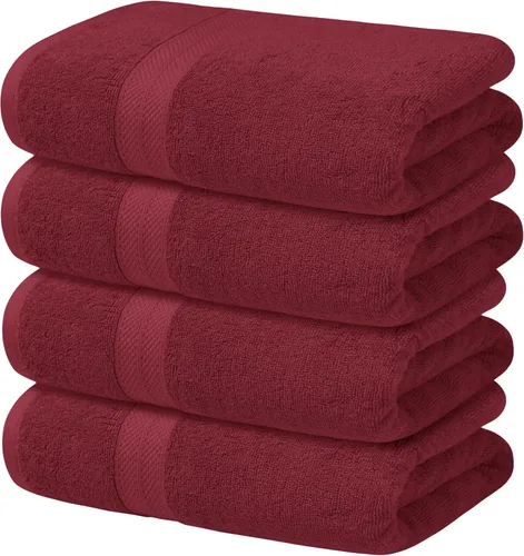 Miniatura 10 de Avalon Towels Juego de 4 toallas de baño beige (27 x 54 pulgadas), 100% algodón absorbente y de secado rápido, toallas beige para baño, súper suaves