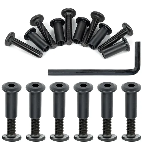 Miniatura 9 de 25 tornillos hexagonales negros y tuercas de barril M6x20mm para muebles, tornillos hexagonales negros y tuercas de barril, tornillos de fijación