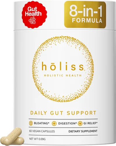 Cápsulas diarias para la salud intestinal – Suplemento natural 8 en 1, bálsamo de limón, hinchazón y alivio de gases, reparación de revestimiento