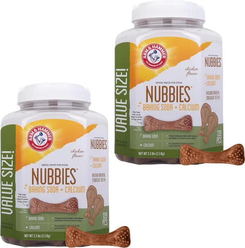 Miniatura 17 de Arm & Hammer for Pets Nubbies Golosinas Dentales Bicarbonato de sodio Calcio Nubbed Texture Scrubs Placa Tartar Sabor Pollo Refresca el Aliento