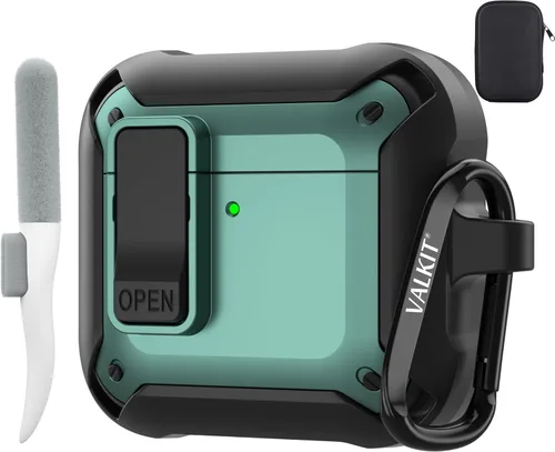 Miniatura 42 de Valkit Funda para Airpods para hombres con cerradura, funda de cuerpo completo con llavero para AirPods de Apple a prueba de golpes, funda