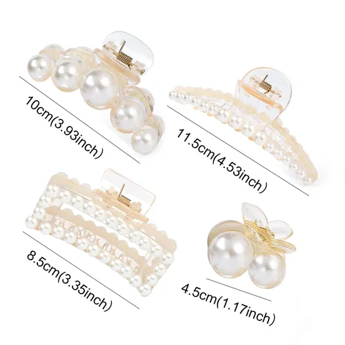 Miniatura 2 de Mehayi 4 pinzas grandes de perlas para el cabello para mujeres y niñas, pinzas de pasador para cabello grueso y delgado, accesorios de moda