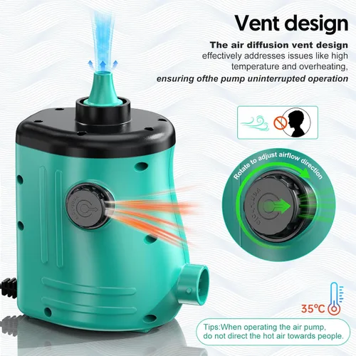 Miniatura 7 de MAACOULD - Bomba de aire eléctrica para inflables: bomba de colchón de aire para globos, flotadores de piscina, barco para inflador/deflador