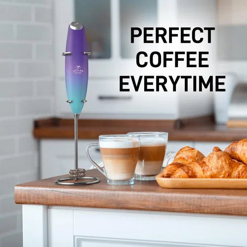 Miniatura 163 de Zulay Milk Boss Espumador de leche potente manual, hace espuma para latte, batidor para mezclar bebidas, café, miniespumador para capuchino, frappé