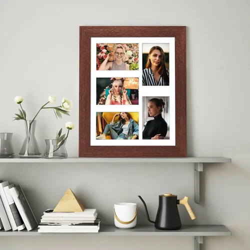Miniatura 13 de Marcos de Fotos Collage de 13.5X15.5 con 7 Aberturas para Fotos de 4X6, Marco de Fotos Múltiples con Paspartú para Decoración de Pared, Grano