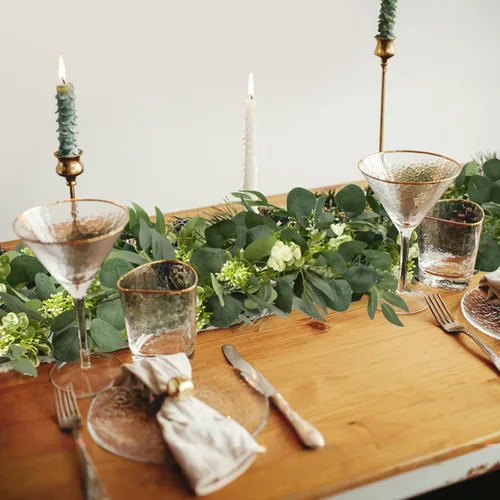 Miniatura 5 de Guirnalda de Eucalipto de 6 Pies, Enredaderas de Vegetación Artificial de Hiedra Tupida Mejorada con Flores Gypsophila y Hojas de Sauce